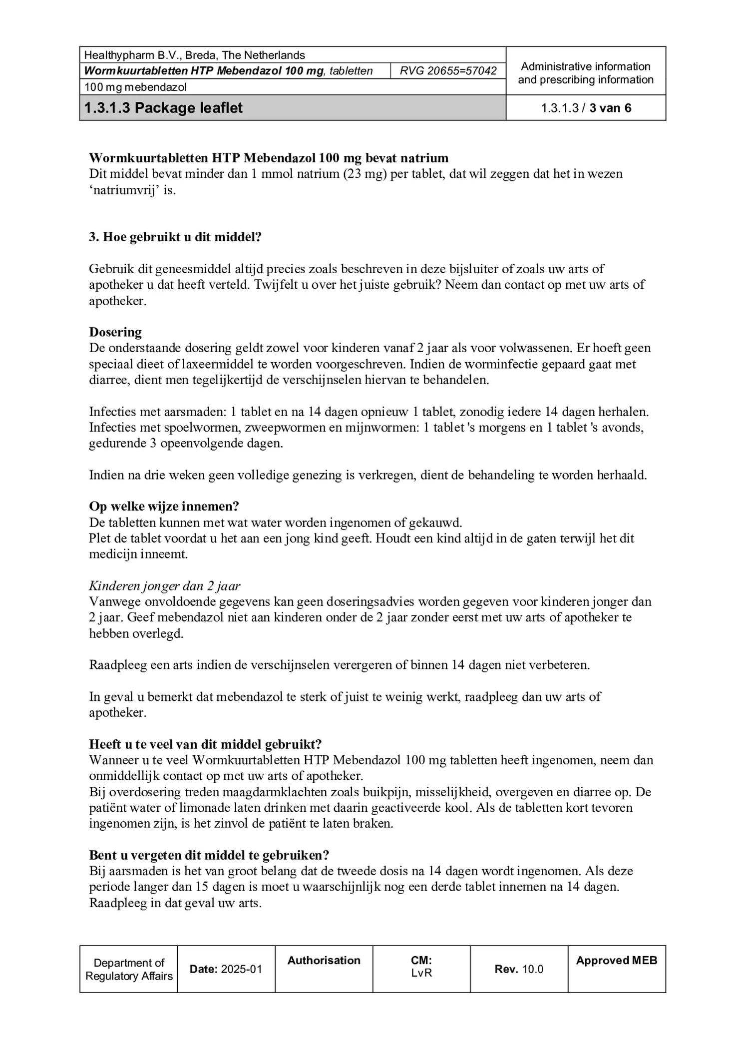 Mebendazol Wormkuurtabletten afbeelding van document #3, bijsluiter