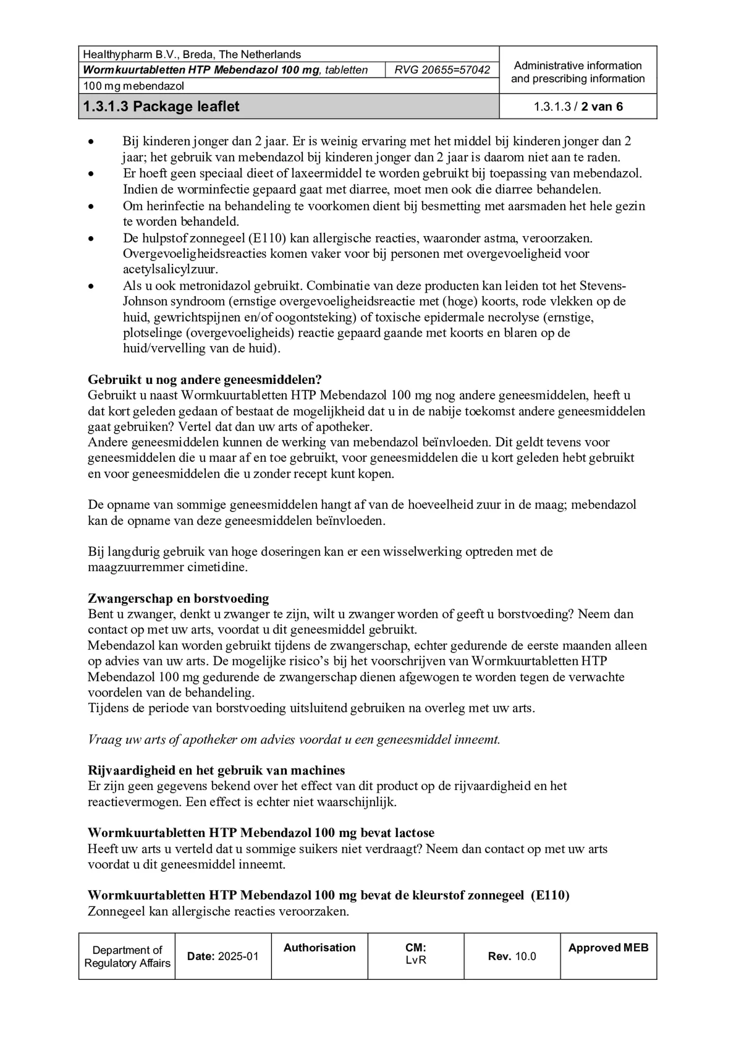 Mebendazol Wormkuurtabletten afbeelding van document #8, bijsluiter