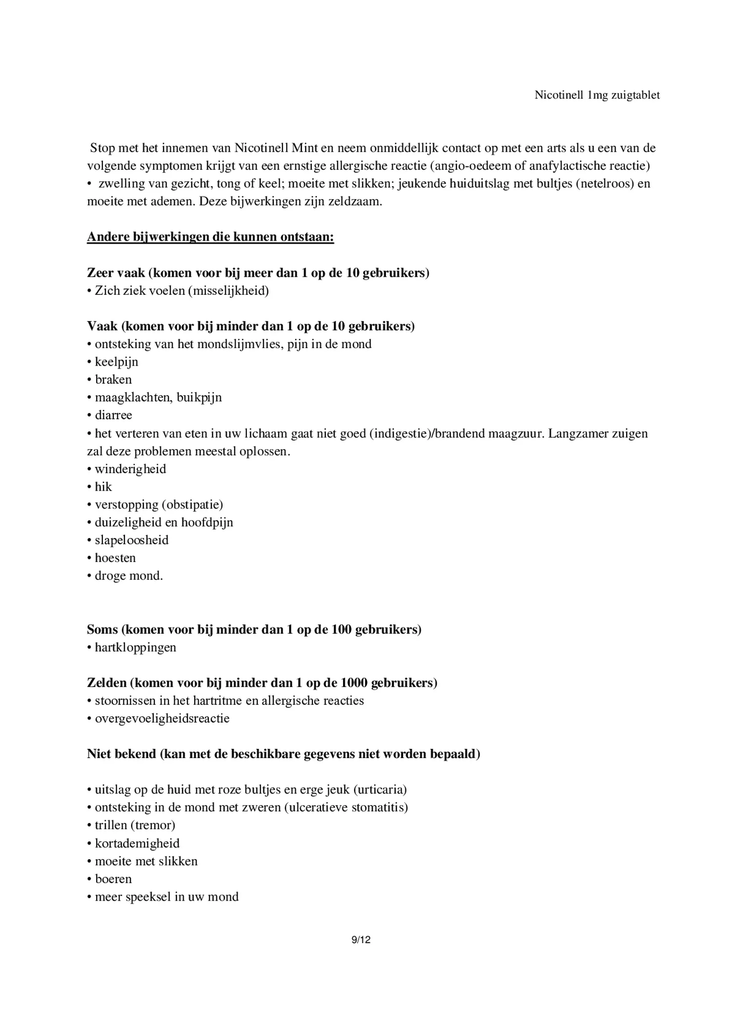 Zuigtablet Mint 1 mg - voor stoppen met roken afbeelding van document #9, bijsluiter