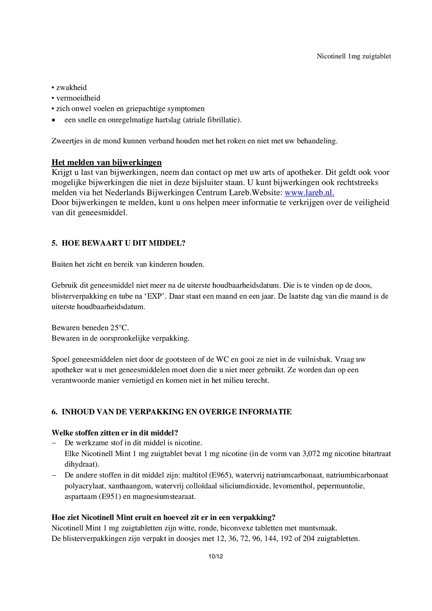 Zuigtablet Mint 1 mg - voor stoppen met roken afbeelding van document #10, bijsluiter