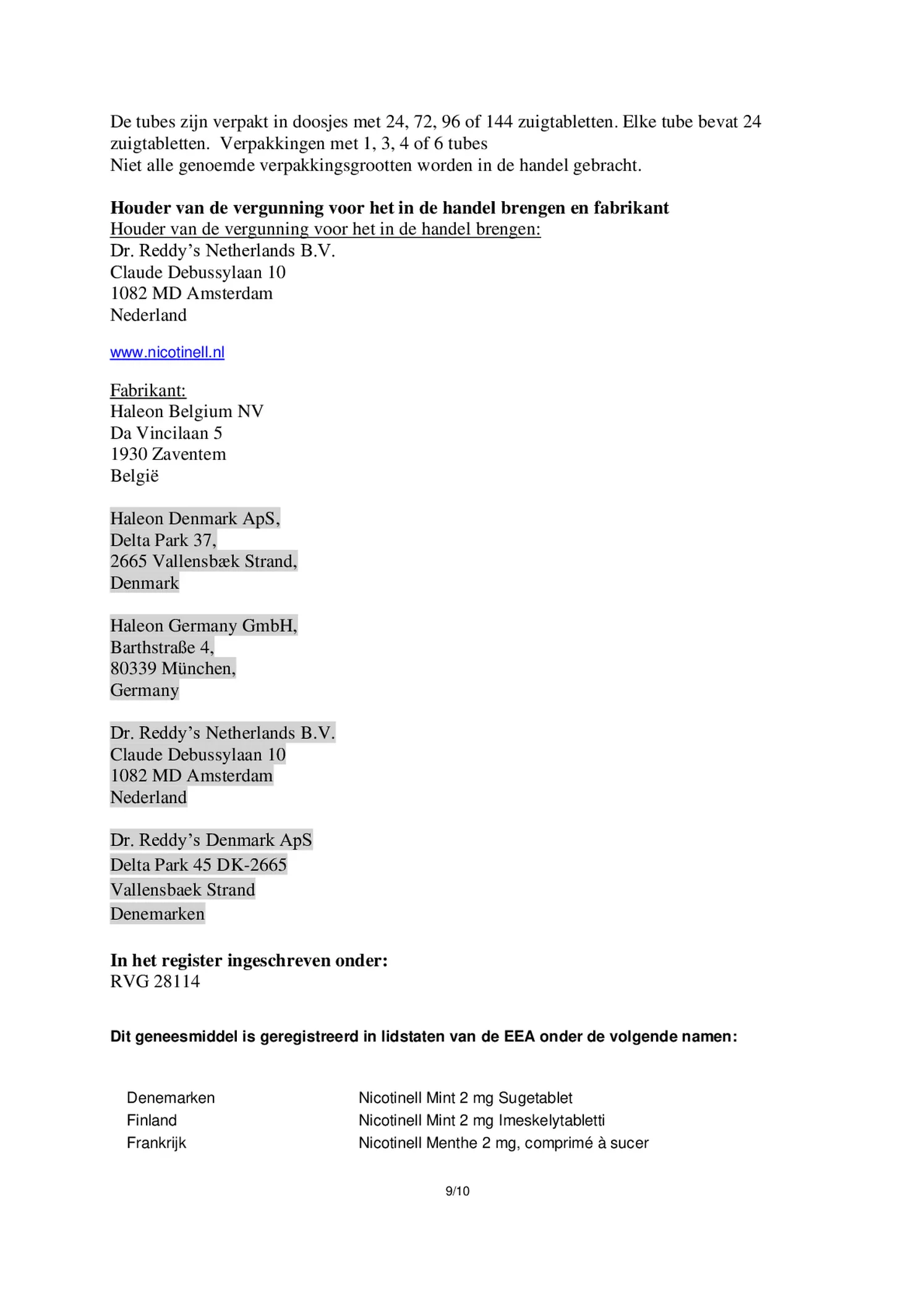 Zuigtablet Mint 2 mg - voor stoppen met roken afbeelding van document #9, bijsluiter