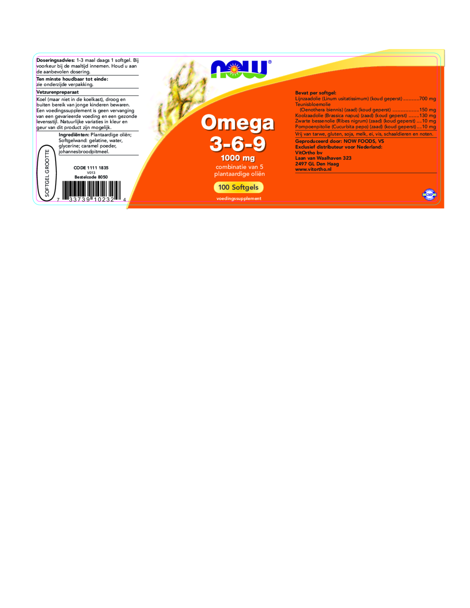 Omega 3-6-9 1000mg Tabletten afbeelding van document #1, etiket