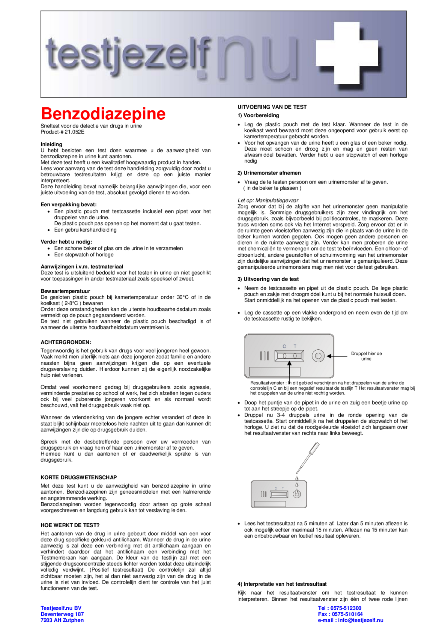 Drugstest Benzodiazepine 3 ST afbeelding van document #1, gebruiksaanwijzing