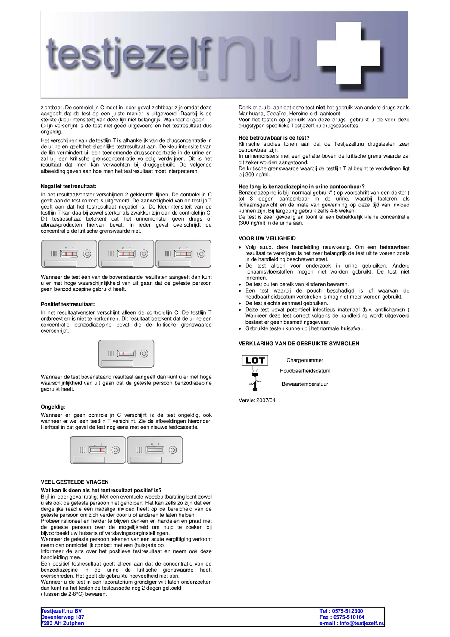 Drugstest Benzodiazepine 3 ST afbeelding van document #2, gebruiksaanwijzing