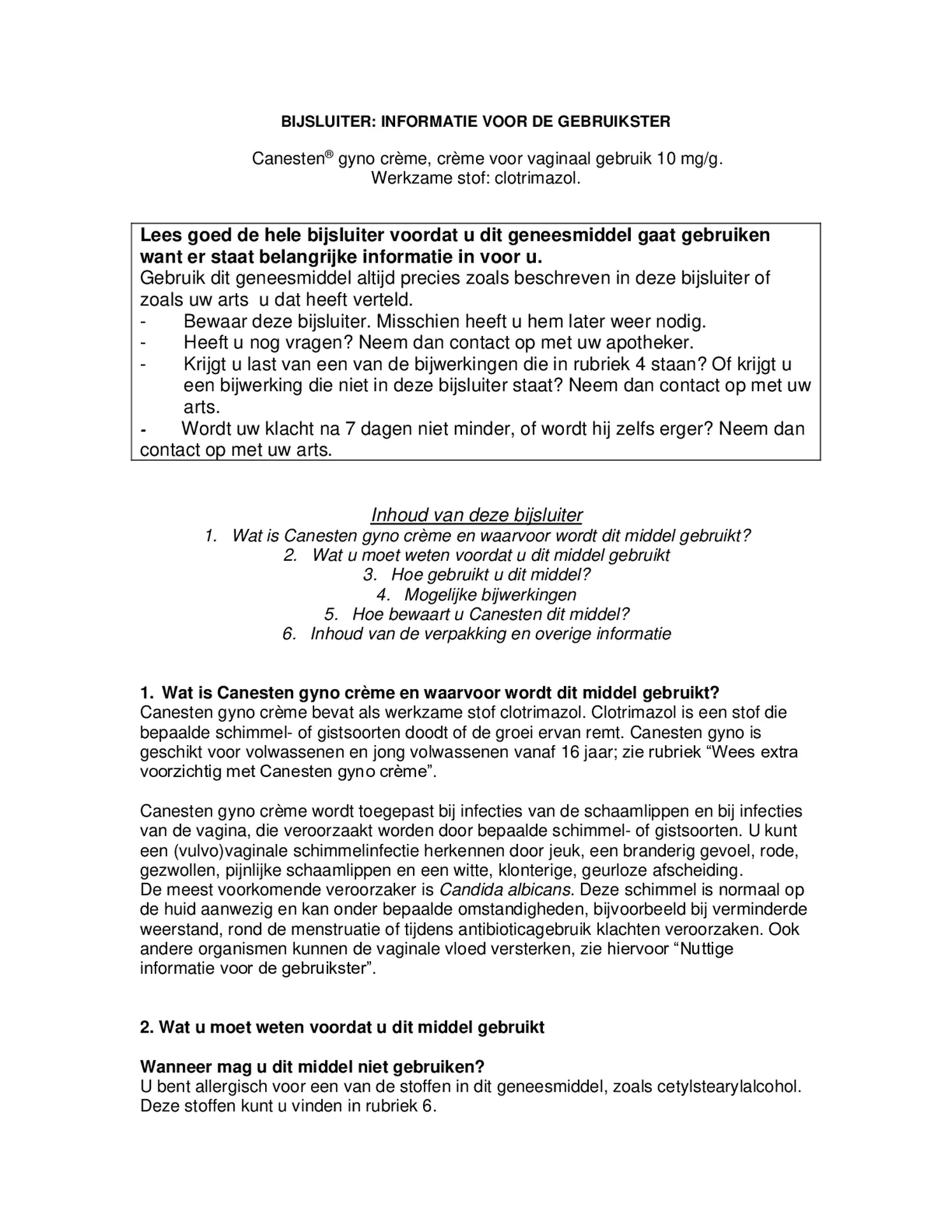 Gyno Crème afbeelding van document #1, bijsluiter