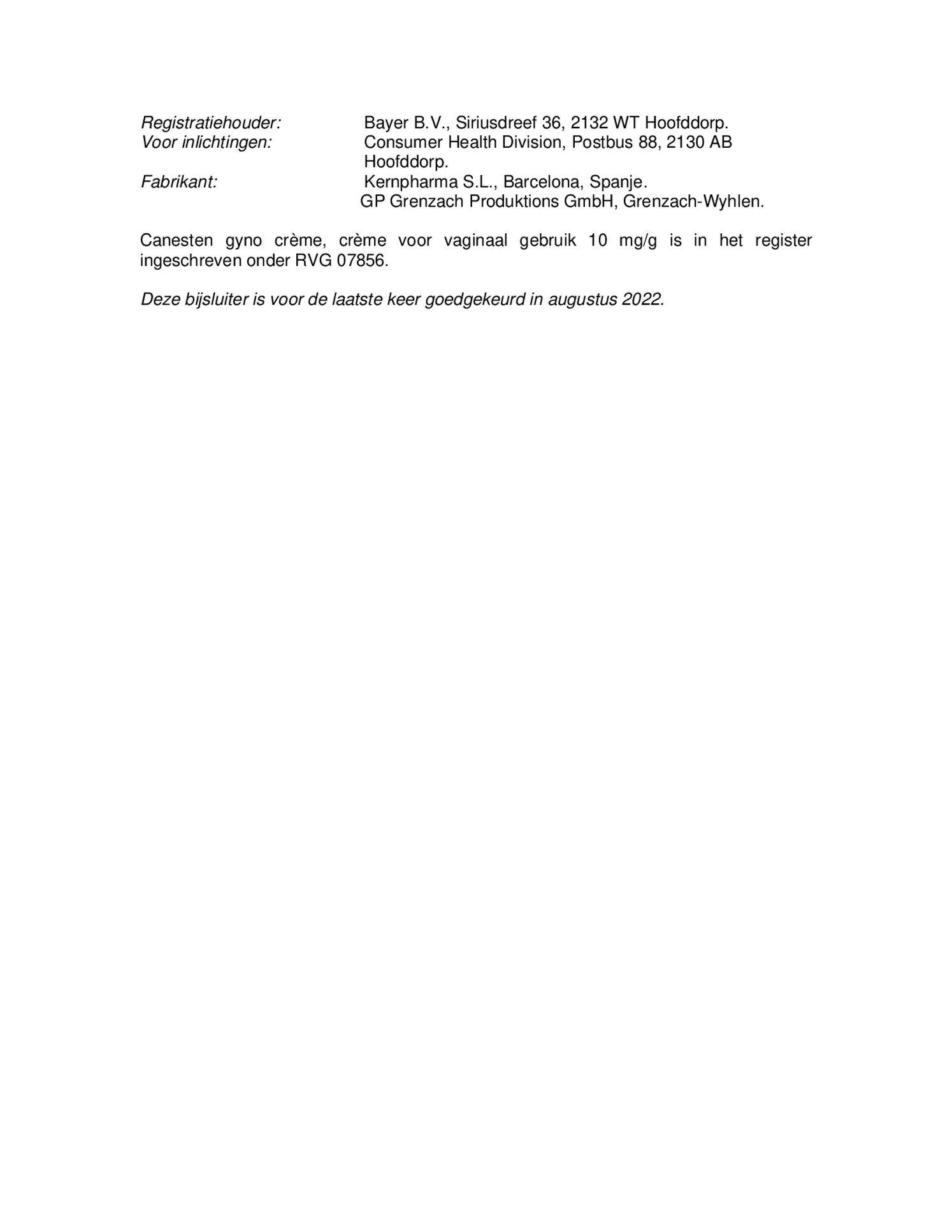 Gyno Crème afbeelding van document #6, bijsluiter