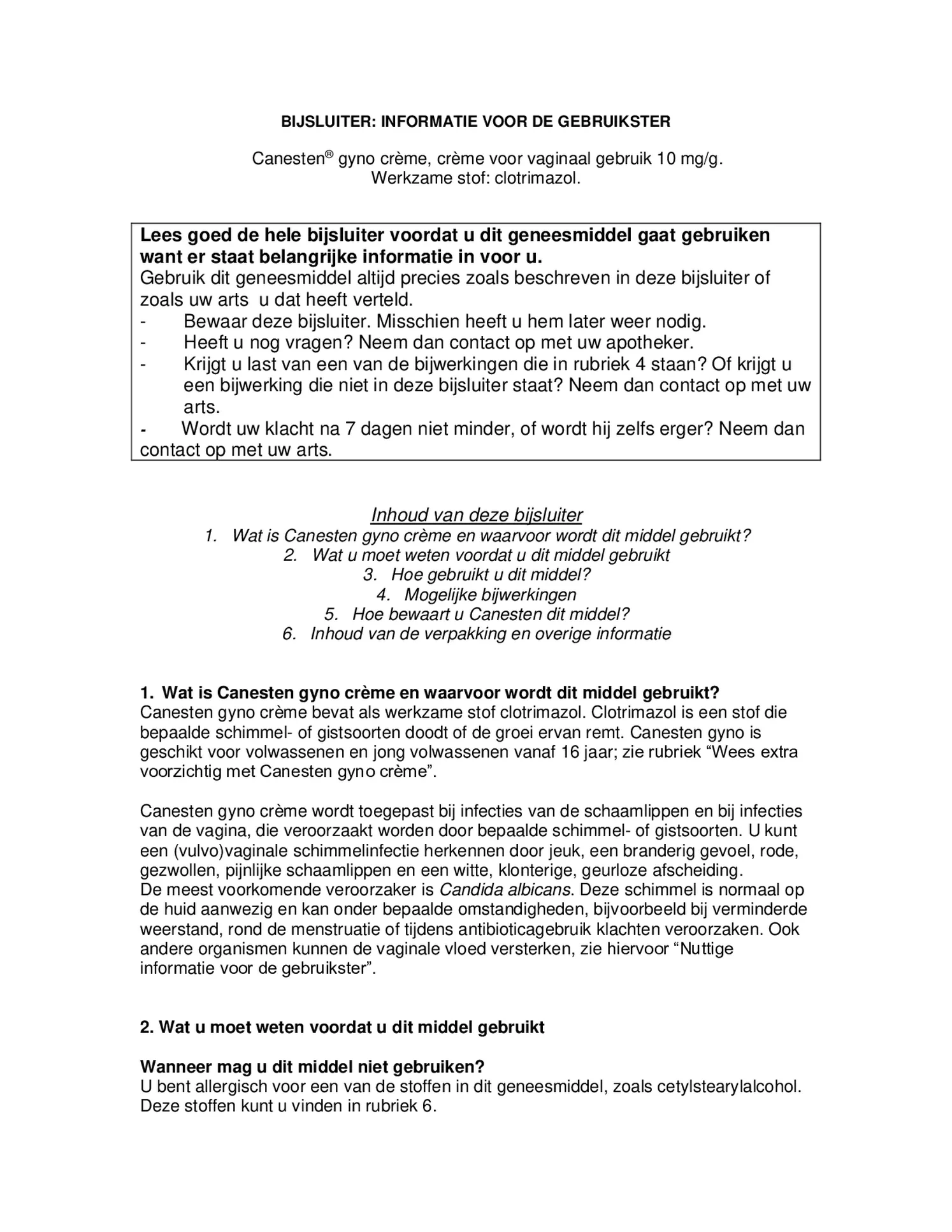Gyno Crème afbeelding van document #1, bijsluiter