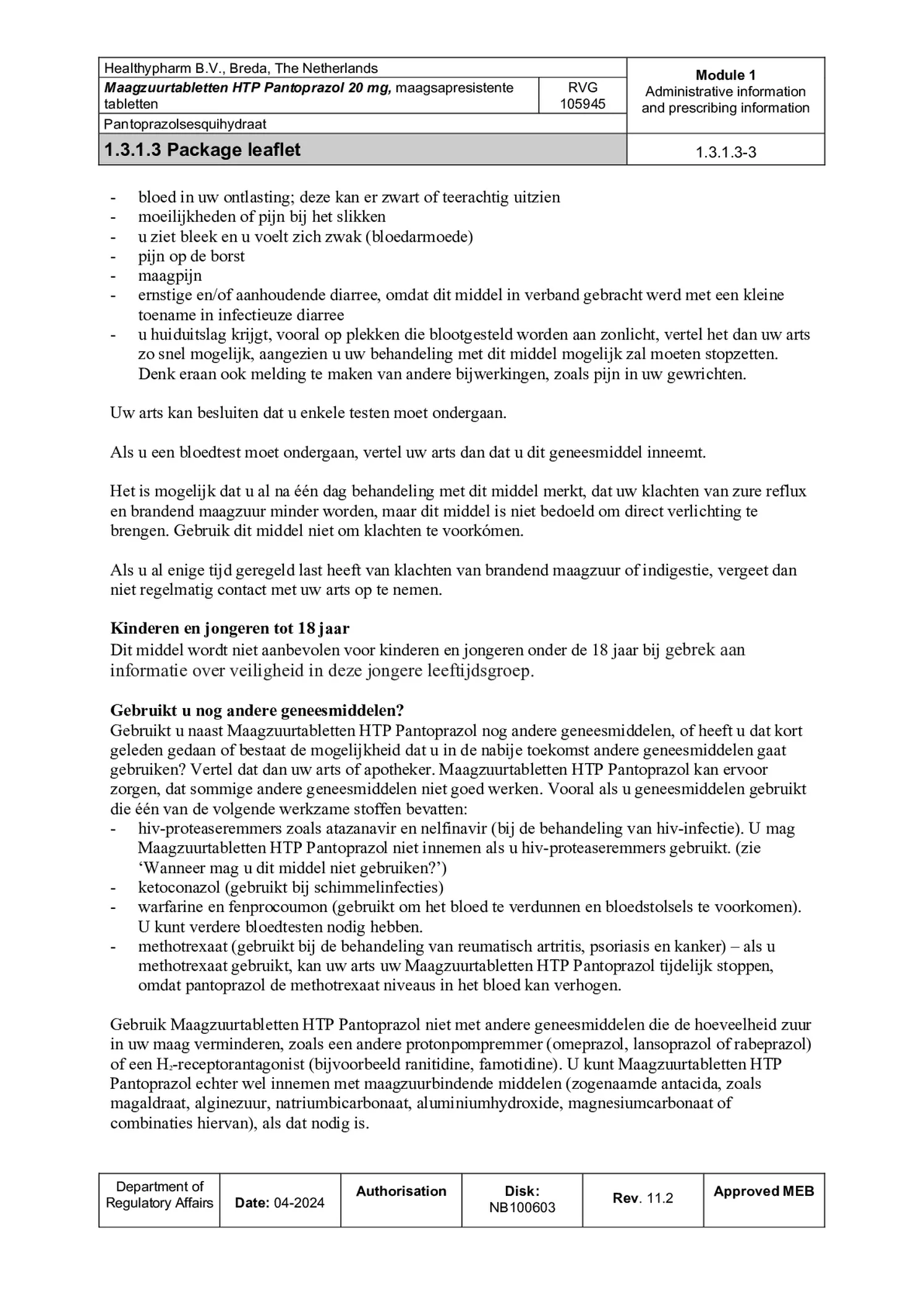 Maagzuurremmer Pantoprazol 20mg Tabletten afbeelding van document #3, bijsluiter