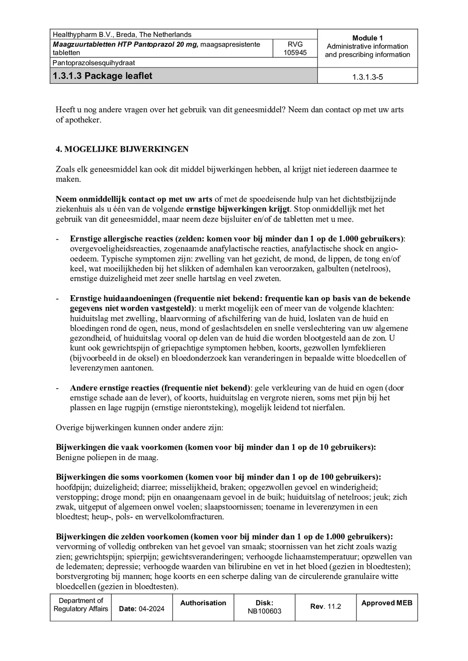 Maagzuurremmer Pantoprazol 20mg Tabletten afbeelding van document #5, bijsluiter