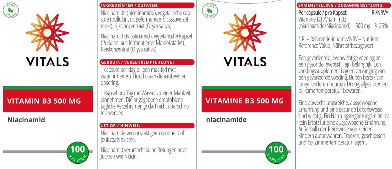 Vitamine B3 500mg Capsules afbeelding van document #1, etiket