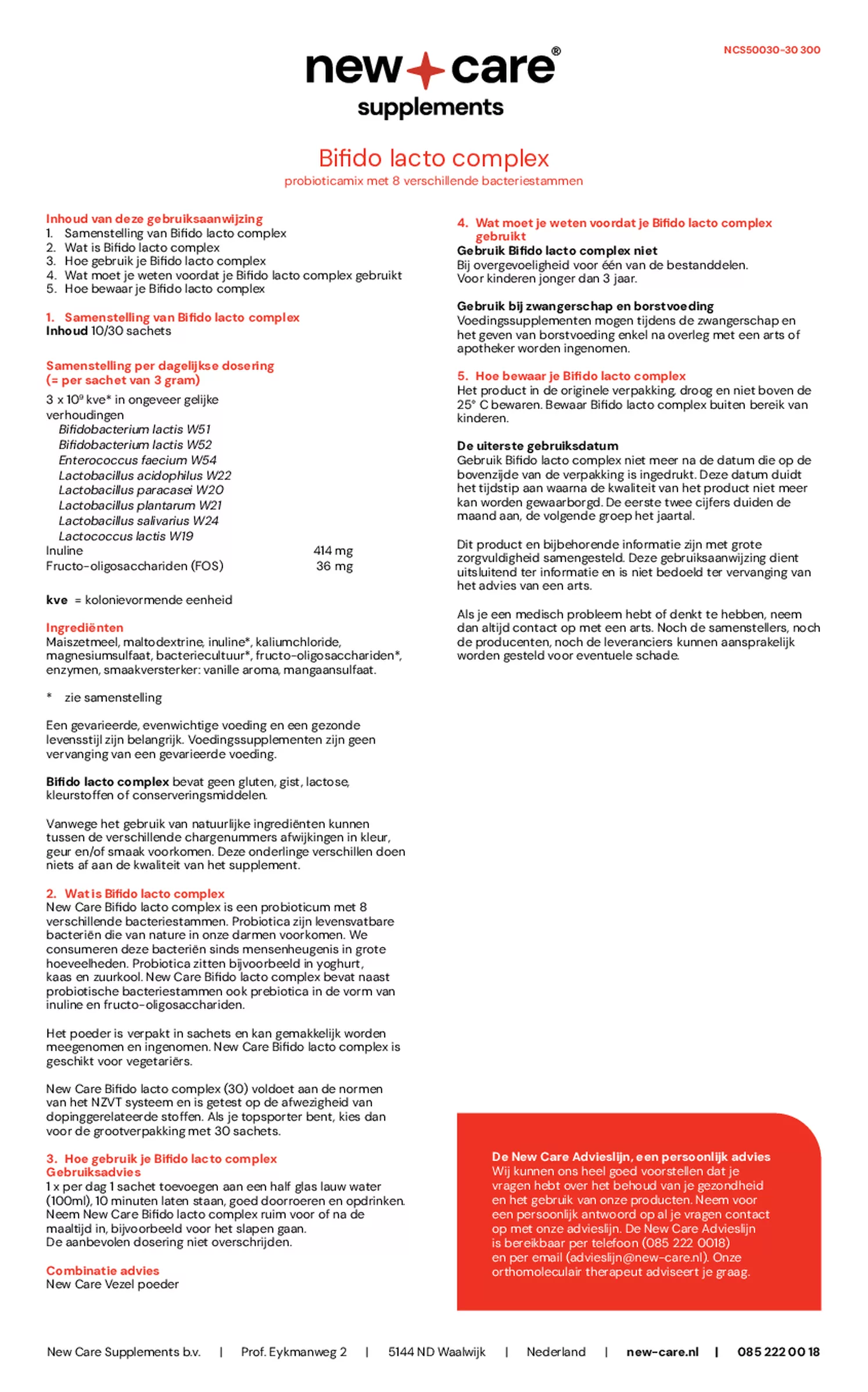Bifido Lacto Complex Sachets afbeelding van document #1, gebruiksaanwijzing