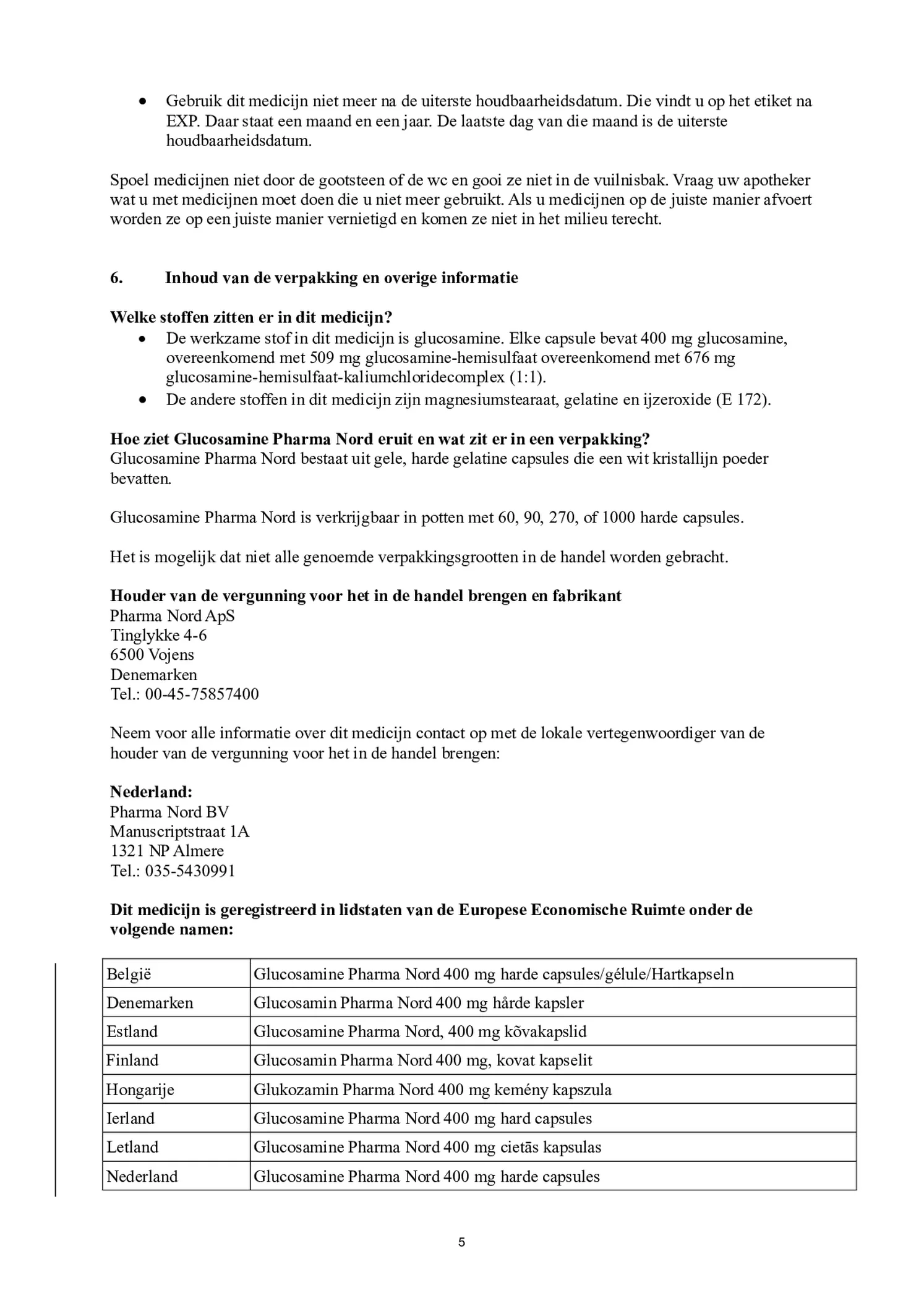 Glucosamine 400mg Capsules afbeelding van document #5, bijsluiter