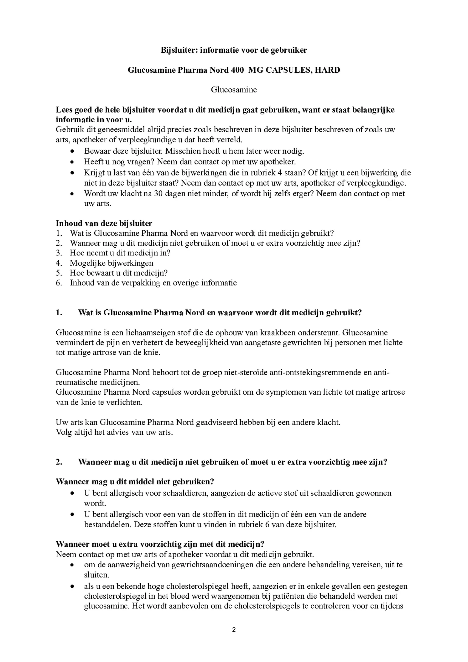 Glucosamine 400mg Capsules afbeelding van document #2, bijsluiter