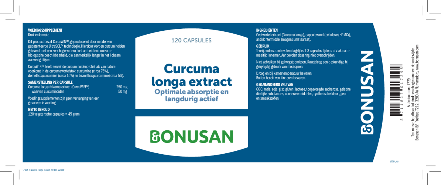 Curcuma Longa Extract Capsules afbeelding van document #1, etiket