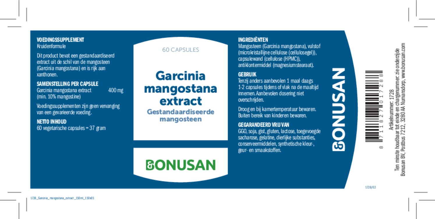 Garcinia Magostana Extract Capsules afbeelding van document #1, etiket