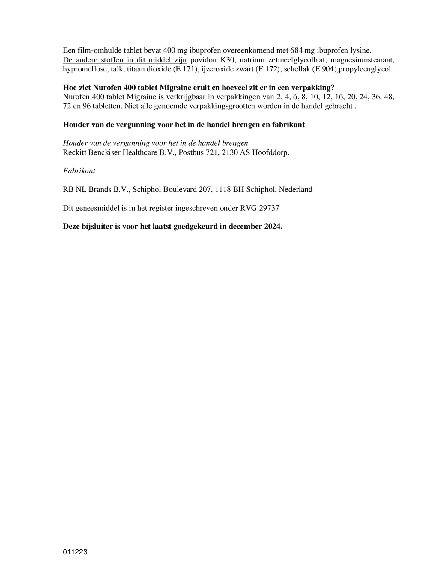 Migraine 400mg Tabletten afbeelding van document #6, bijsluiter