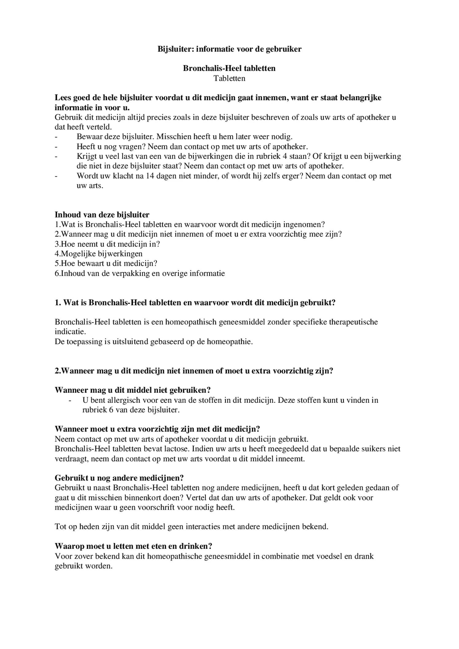 Bronchalis Tabletten afbeelding van document #1, bijsluiter