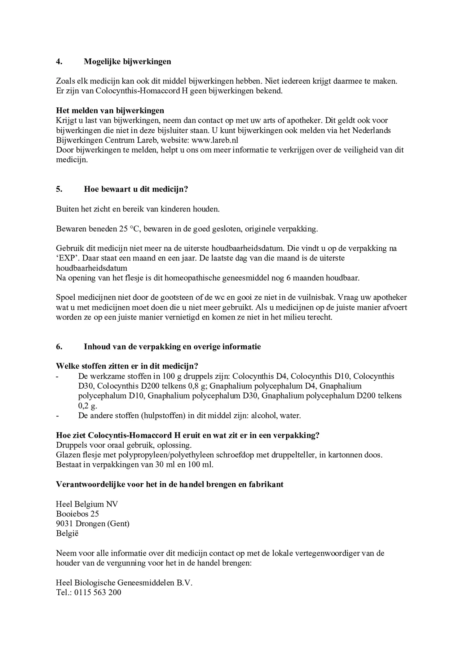 Colocynthis Homaccord afbeelding van document #3, bijsluiter