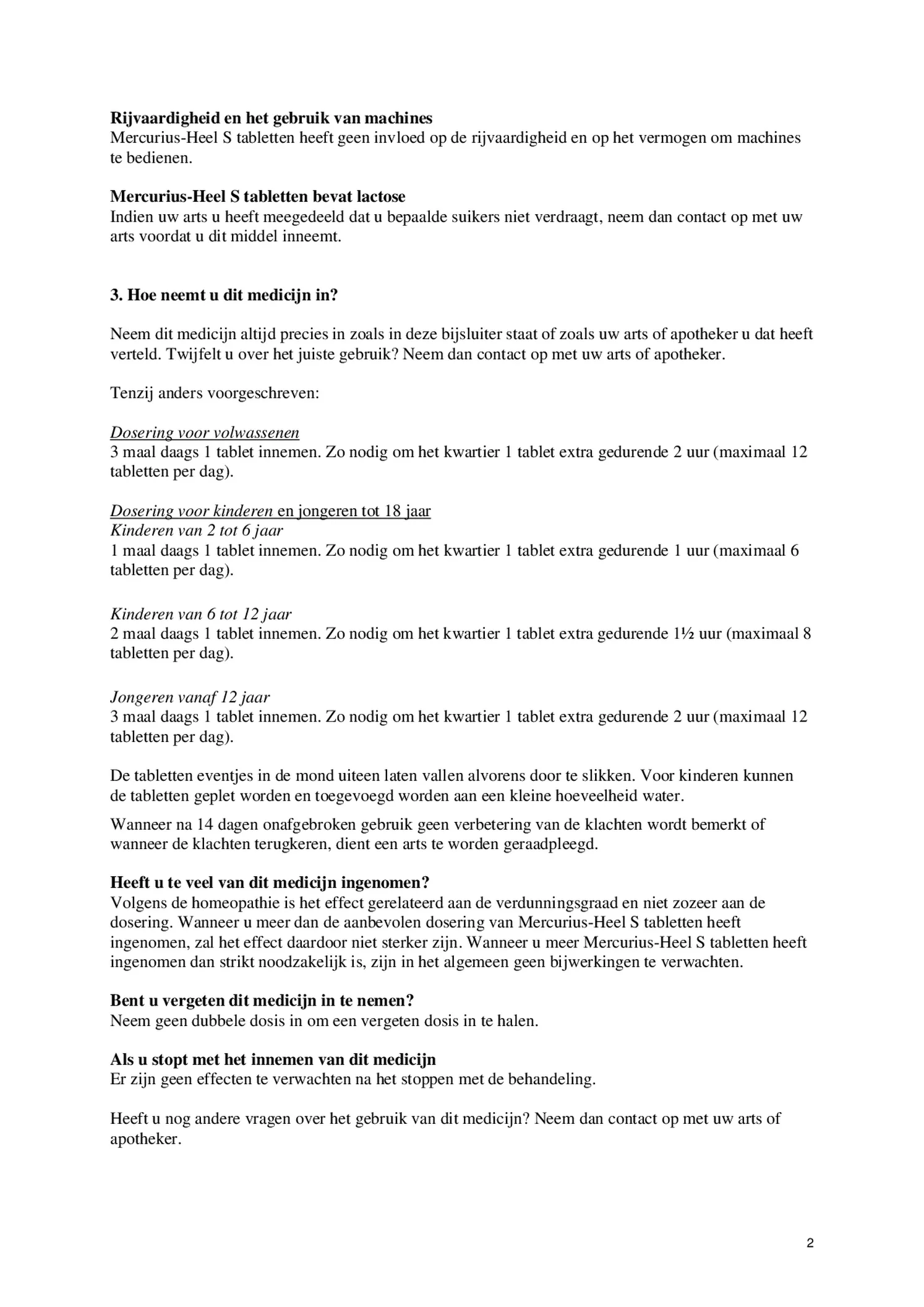 Mercurius S Tabletten afbeelding van document #2, bijsluiter