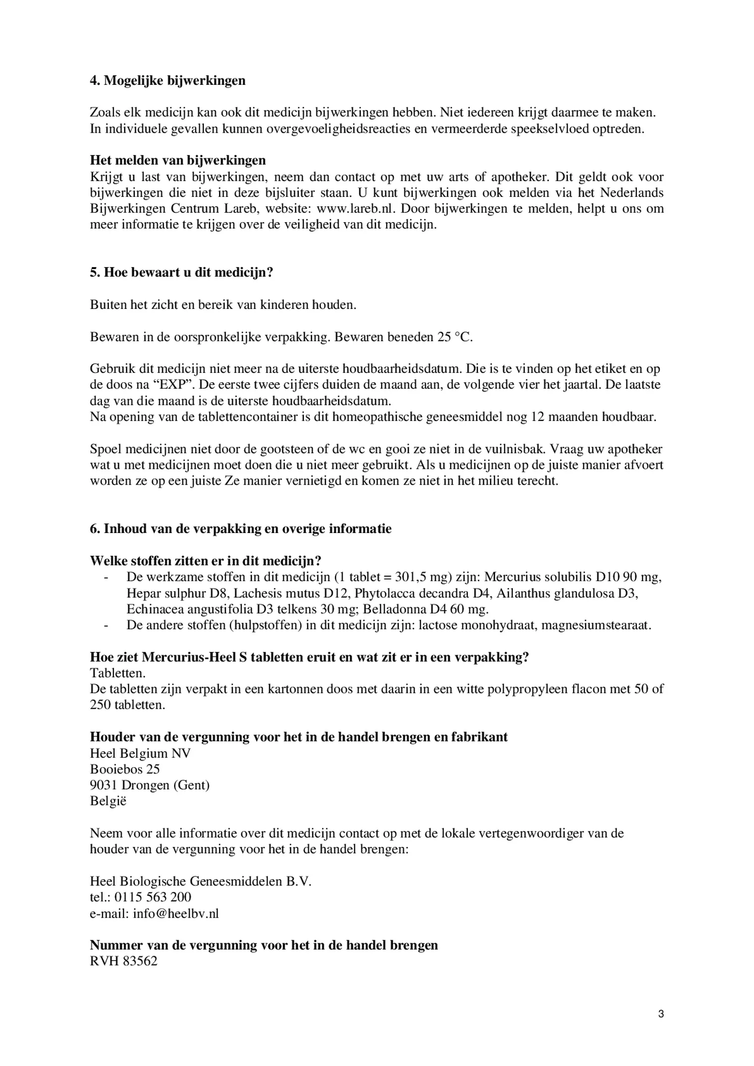 Mercurius S Tabletten afbeelding van document #3, bijsluiter