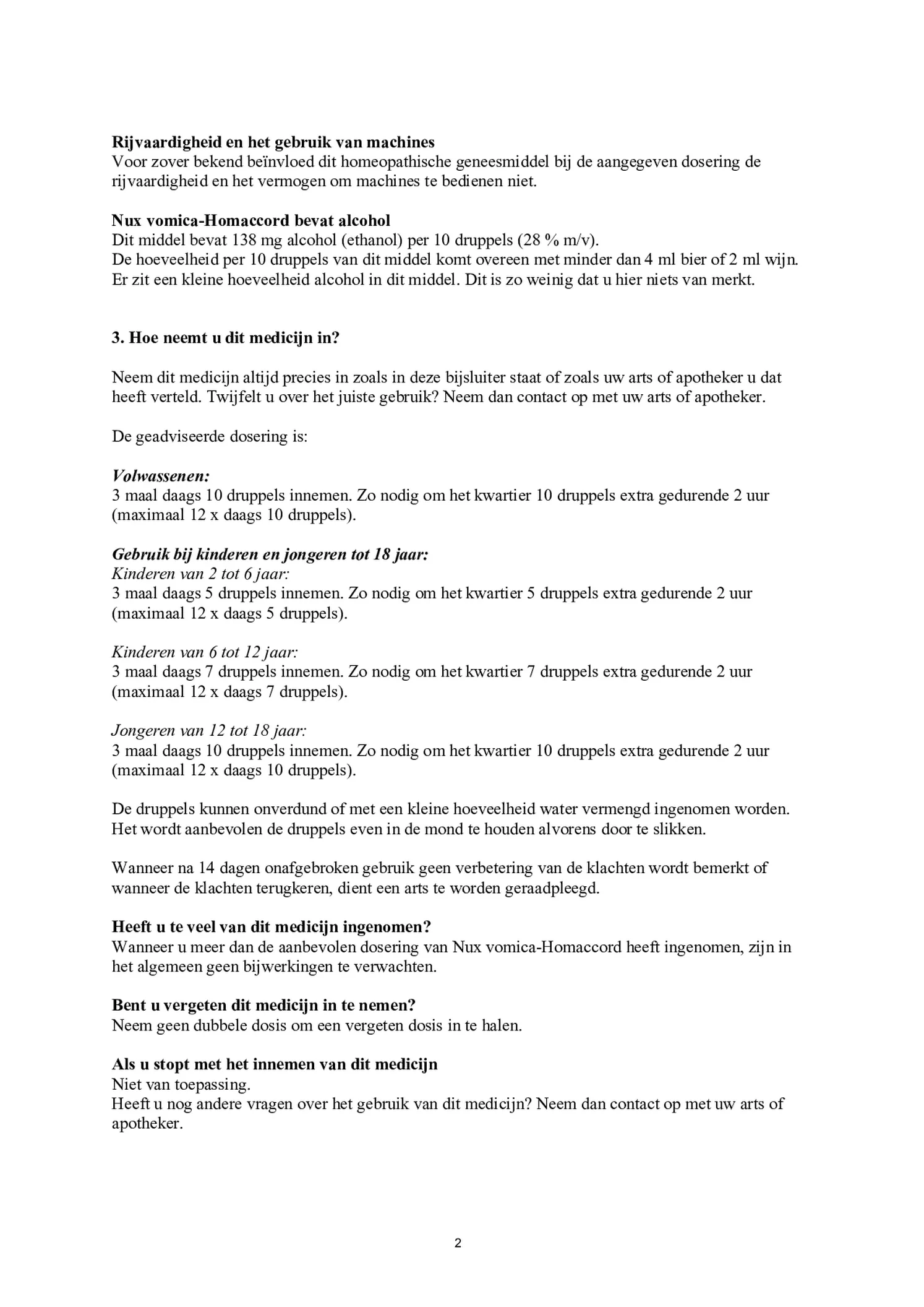 Nux Vomica Homaccord afbeelding van document #2, bijsluiter