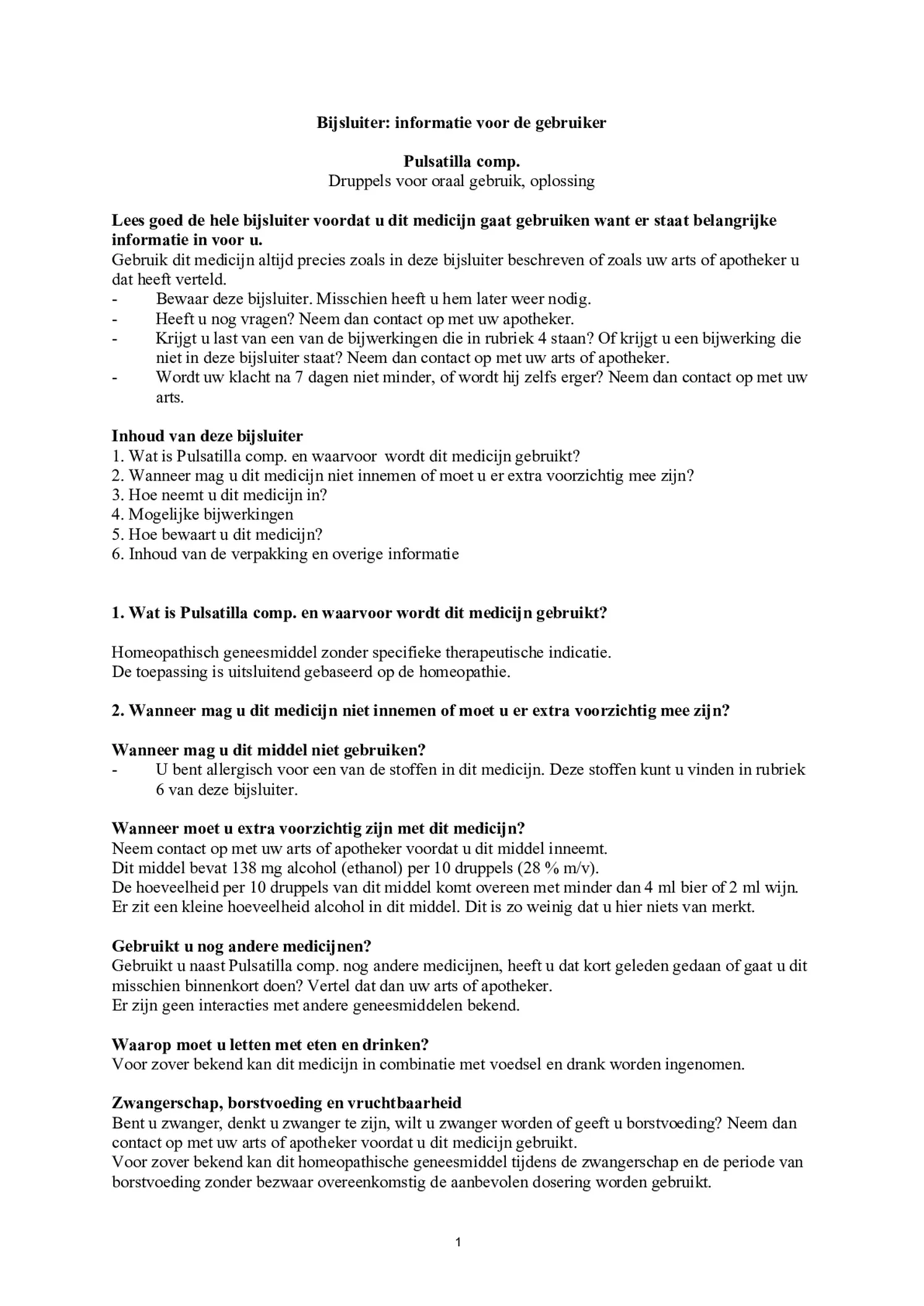 Pulsatilla Comp. Druppels afbeelding van document #1, bijsluiter