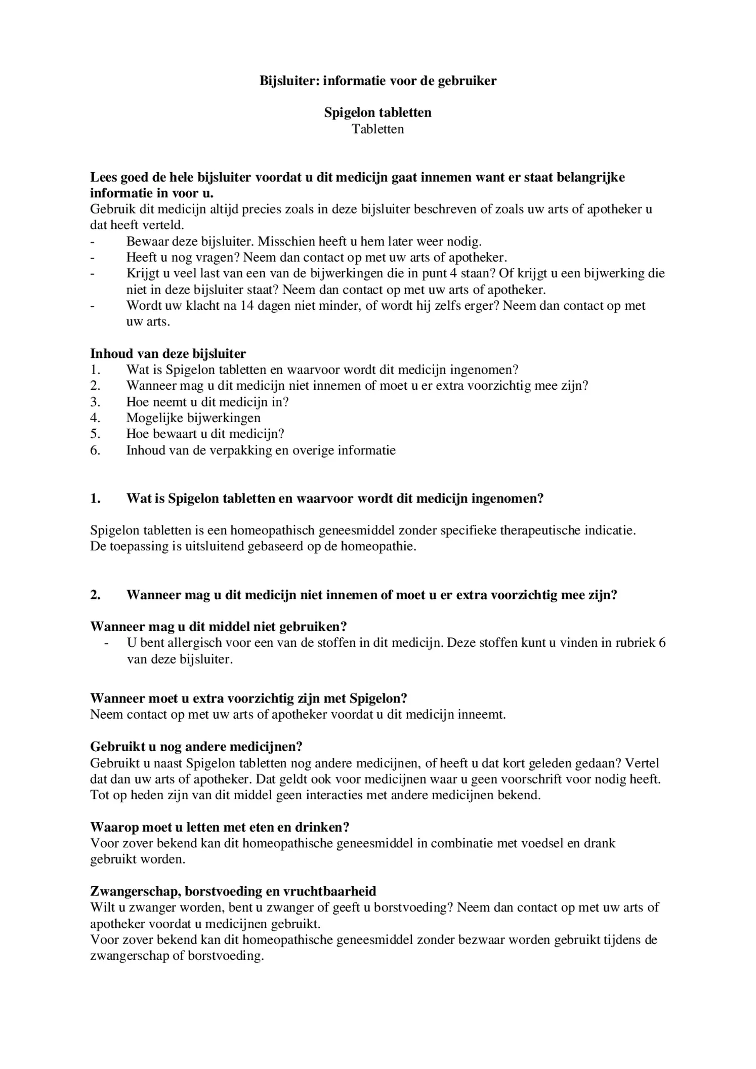 Spigelon afbeelding van document #1, bijsluiter