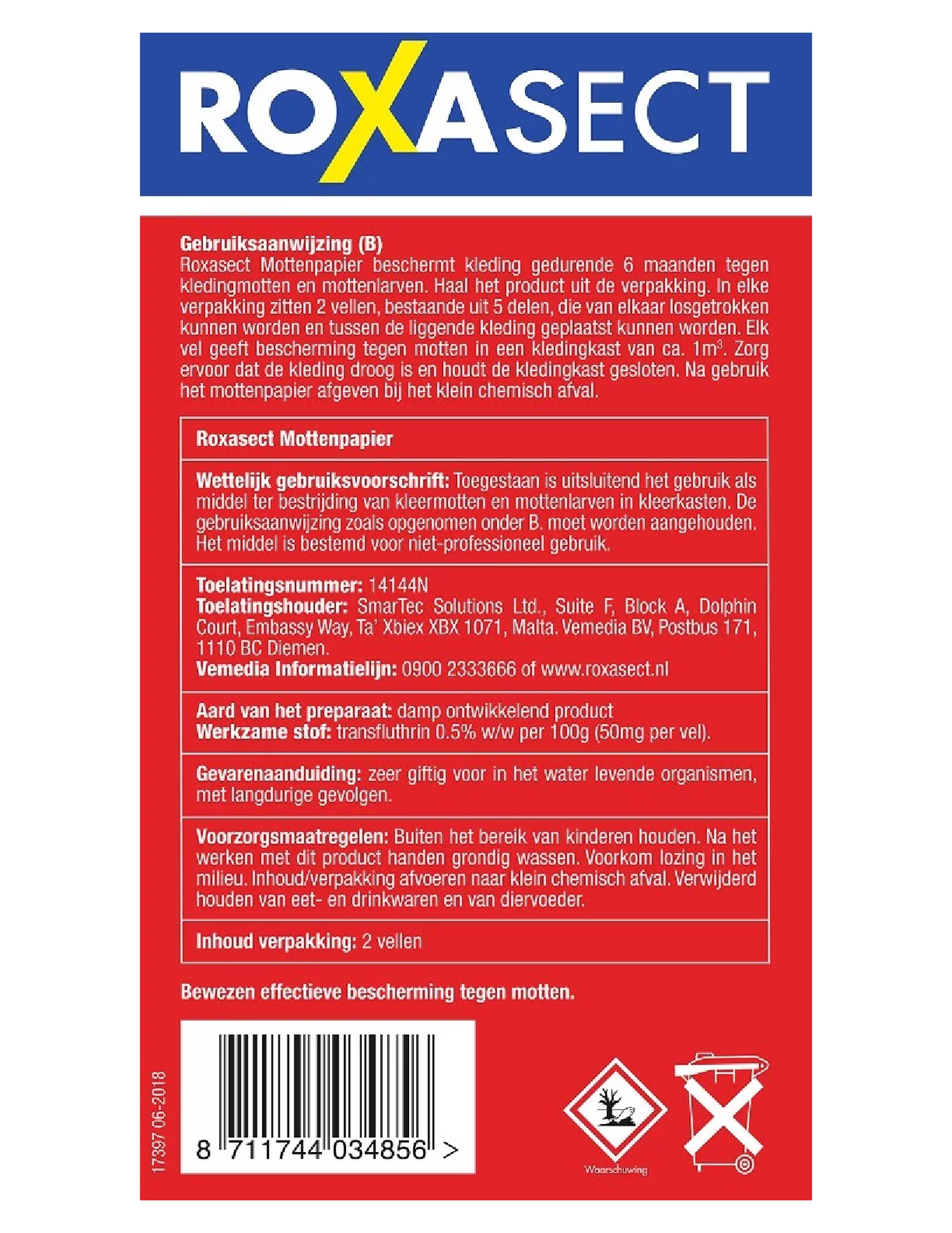 Mottenpapier afbeelding van document #1, etiket