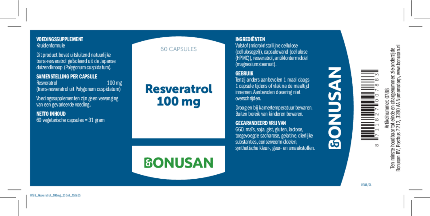 Resveratrol 100mg Capsules afbeelding van document #1, etiket