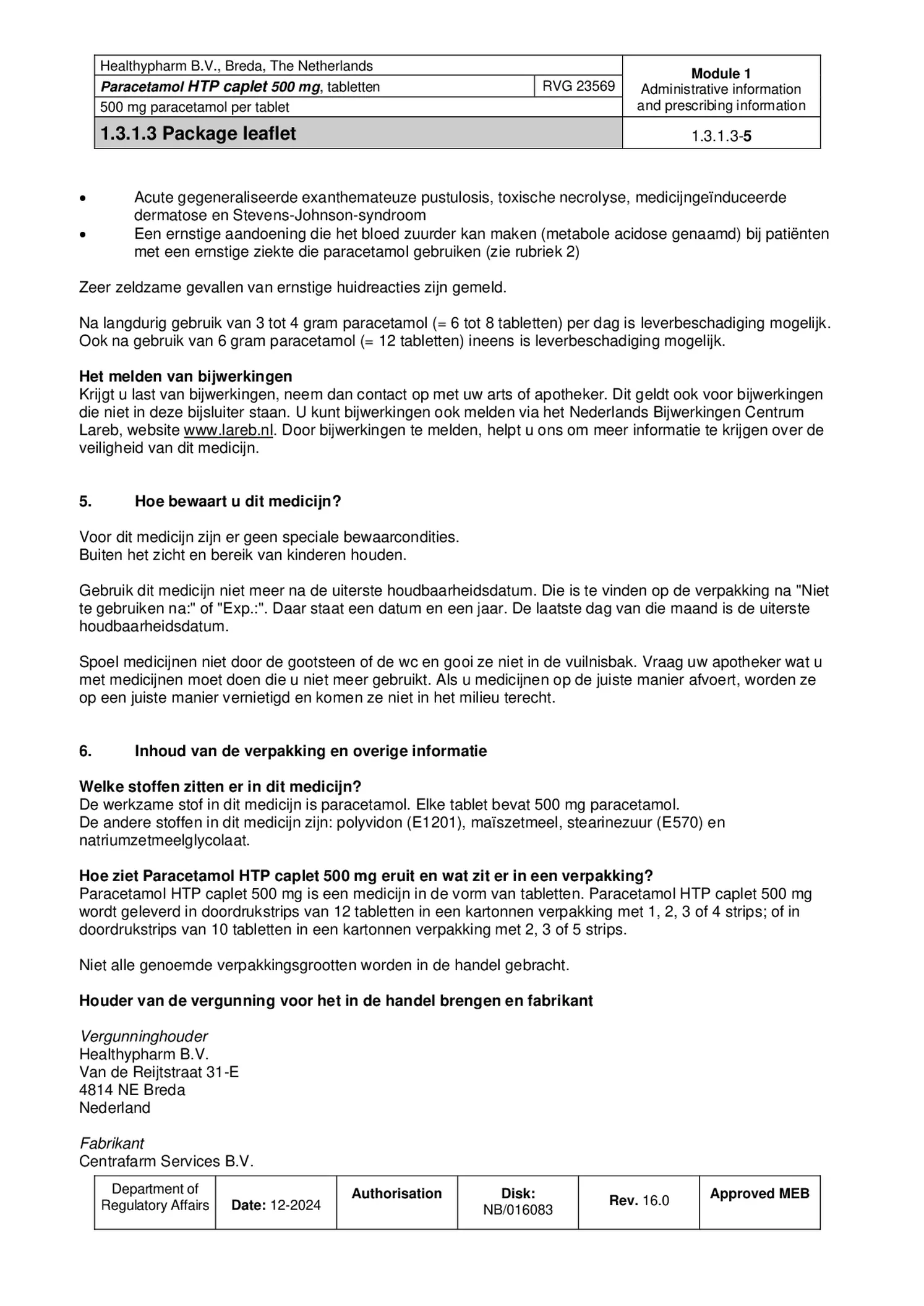 Paracetamol 500mg Caplet afbeelding van document #5, bijsluiter
