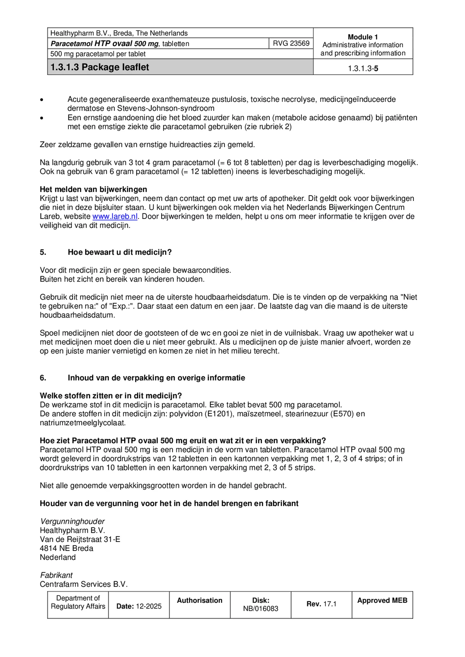 Paracetamol 500mg Caplet afbeelding van document #5, bijsluiter