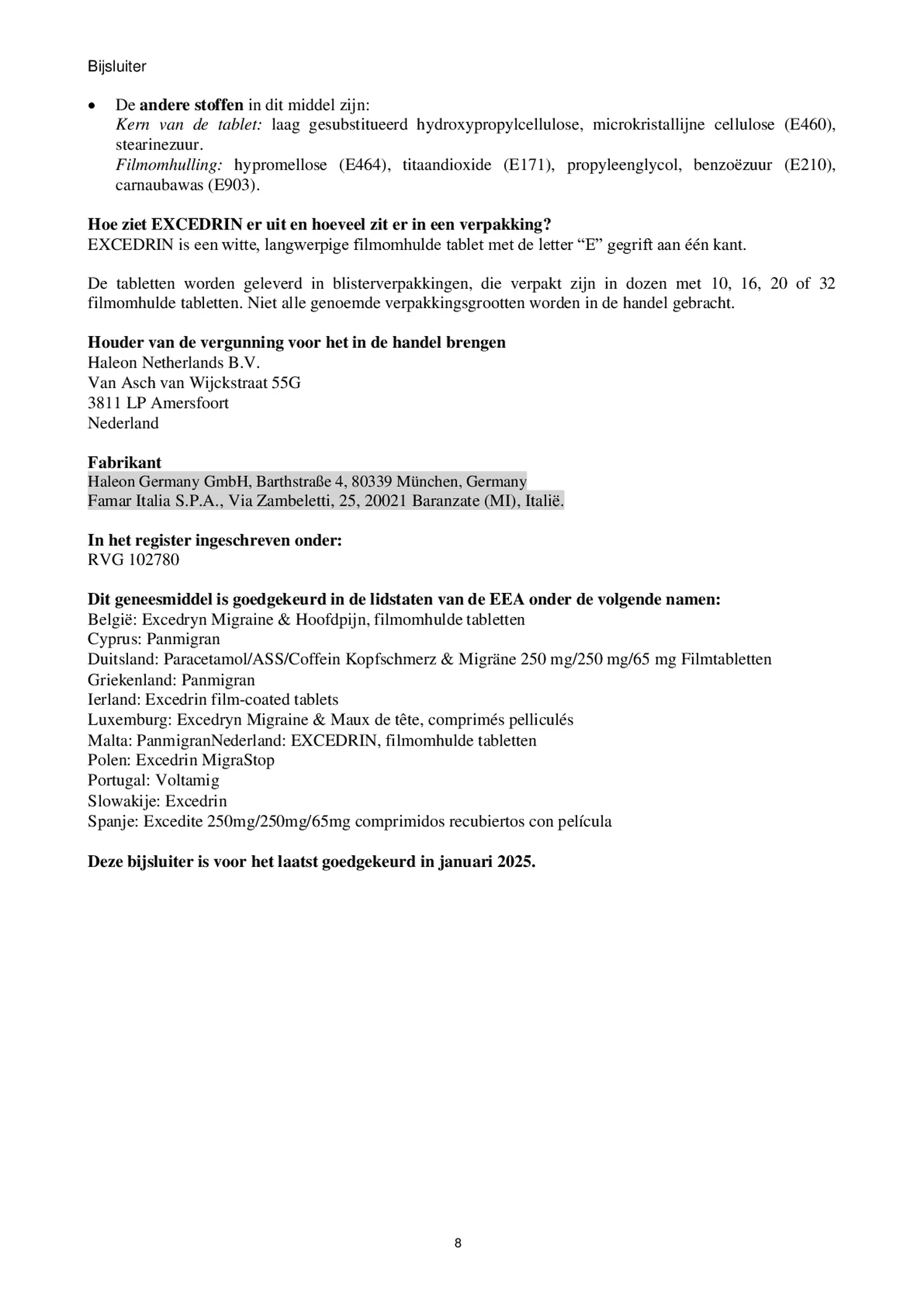 Filmomhulde Tabletten, bij migraine en hoofdpijn afbeelding van document #8, bijsluiter
