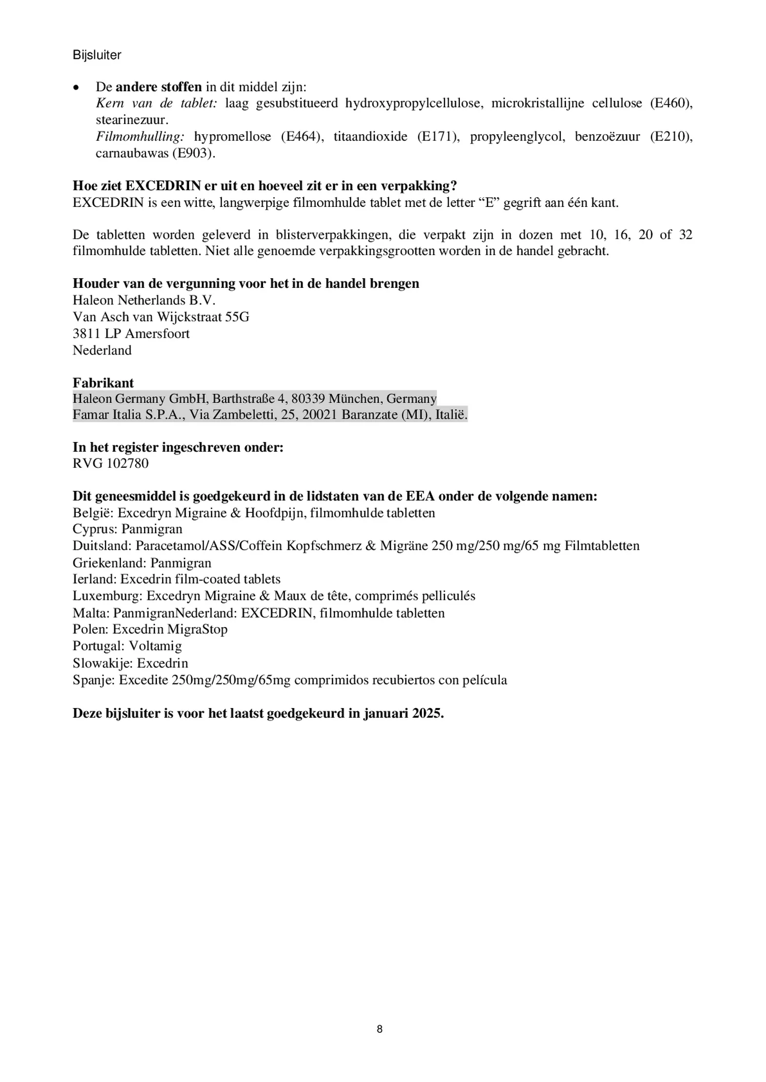 Filmomhulde Tabletten, bij migraine en hoofdpijn afbeelding van document #8, bijsluiter