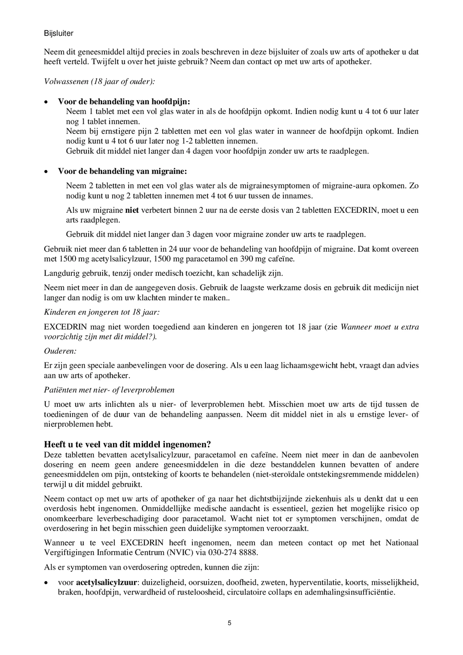 Filmomhulde Tabletten, bij migraine en hoofdpijn afbeelding van document #5, bijsluiter