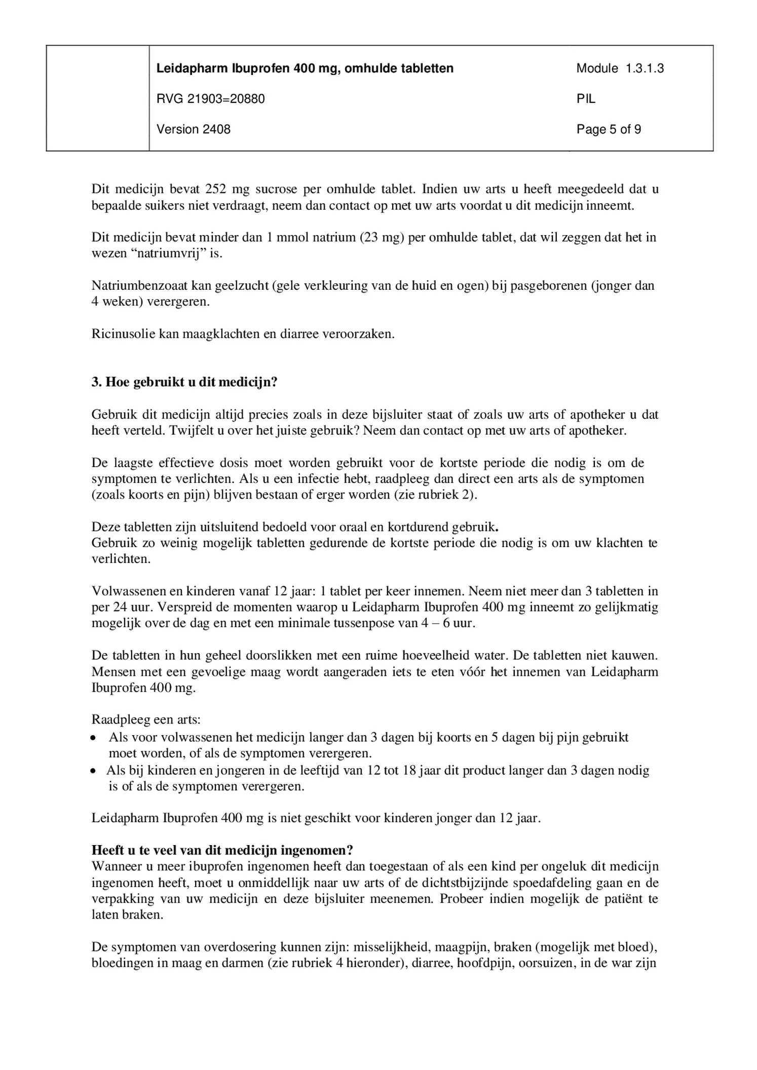 Ibuprofen 400mg Tabletten afbeelding van document #5, bijsluiter