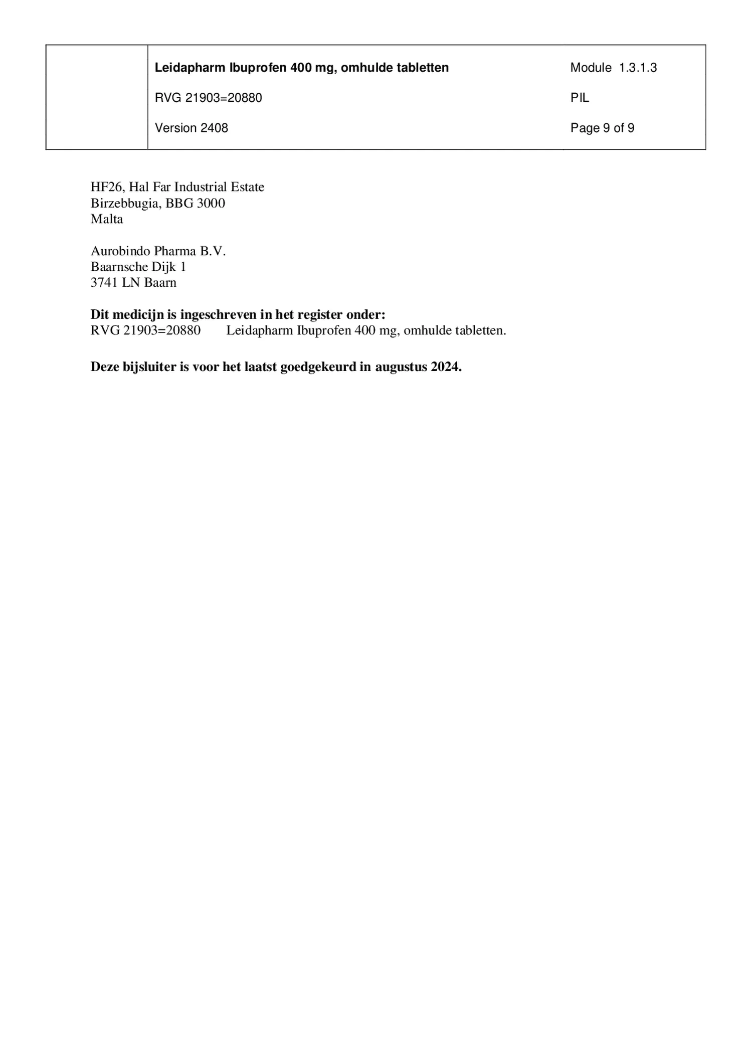 Ibuprofen 400mg Tabletten afbeelding van document #9, bijsluiter