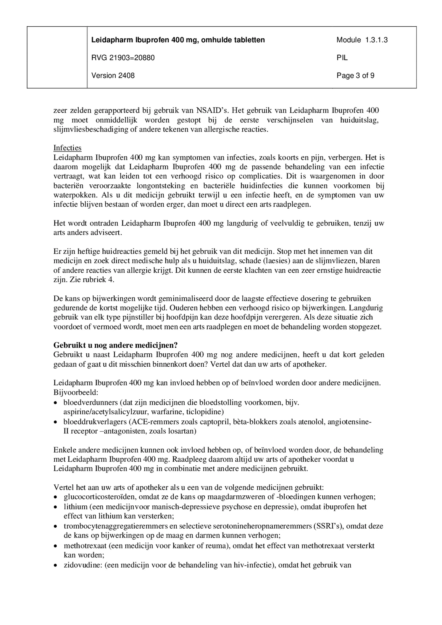 Ibuprofen 400mg Tabletten afbeelding van document #3, bijsluiter