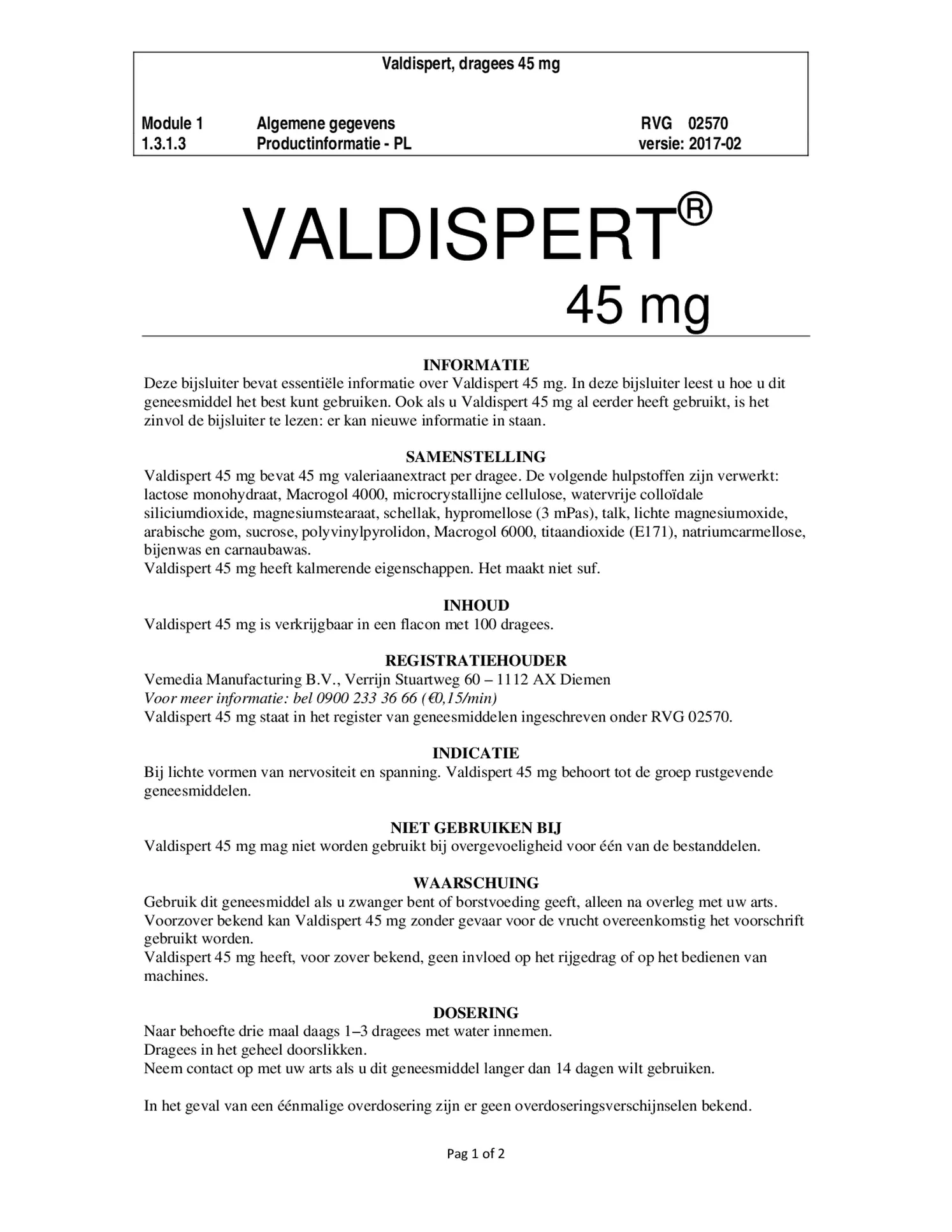 45 mg Valeriaanextract Tabletten - bij lichte vormen van nervositeit en spanning - afbeelding van document #3, bijsluiter