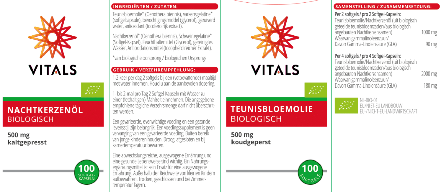 Teunisbloemolie Biologisch Softgels afbeelding van document #1, etiket