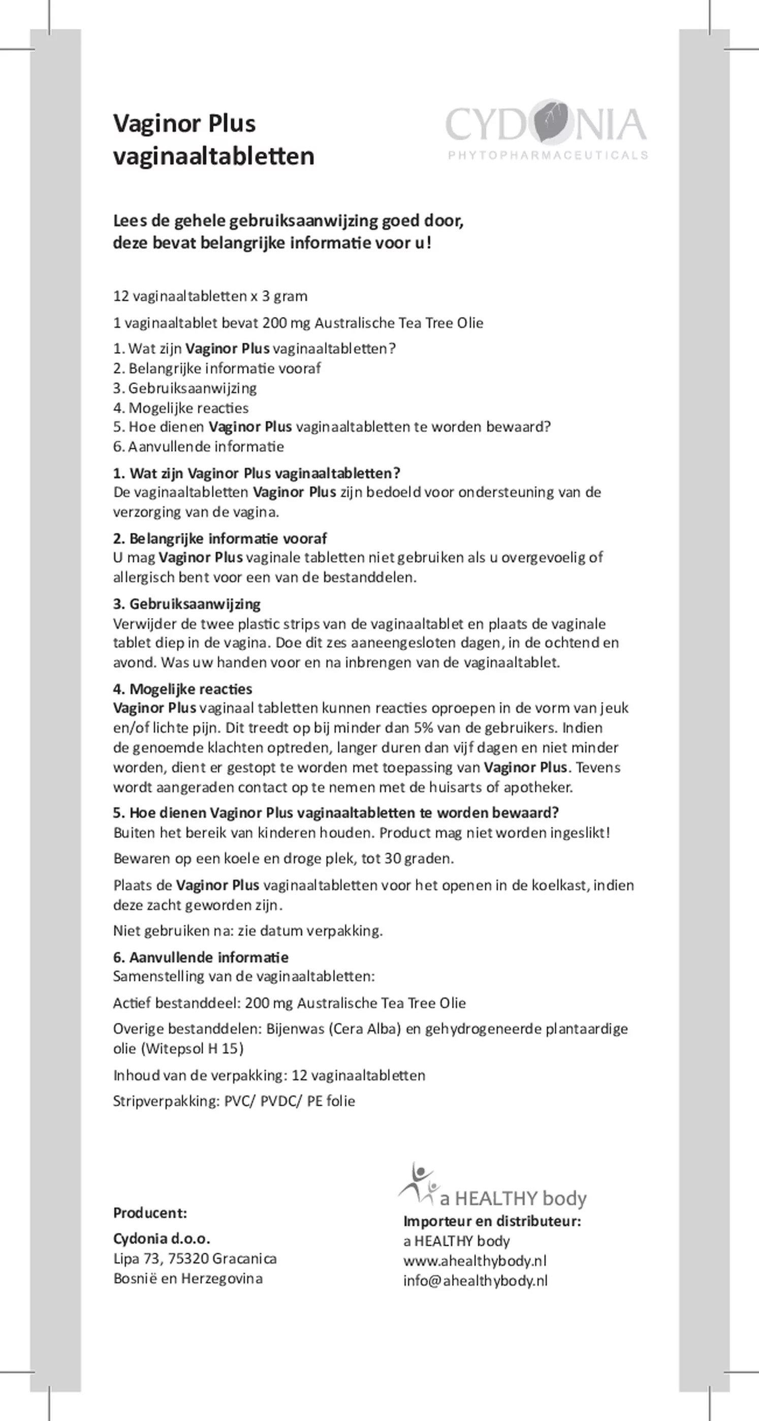 Vaginor Plus Vaginaal Zetpillen afbeelding van document #1, gebruiksaanwijzing