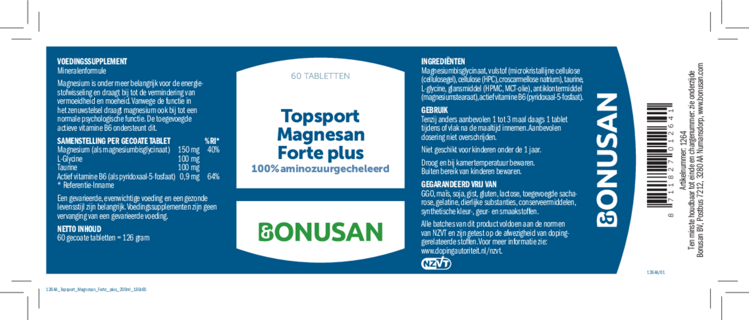 Topsport Magnesan Forte Tabletten afbeelding van document #1, etiket