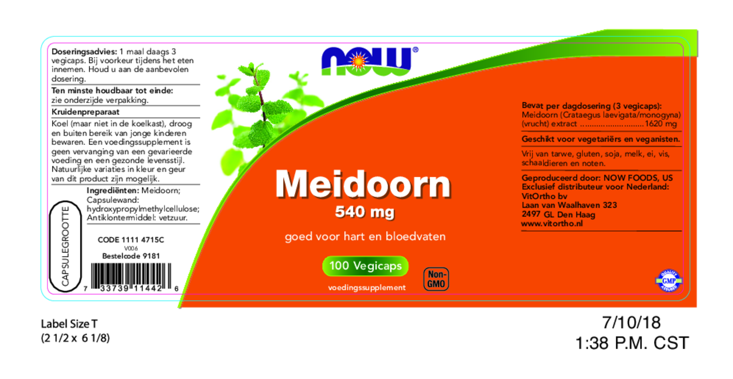 Meidoorn 540 mg Capsules afbeelding van document #1, etiket