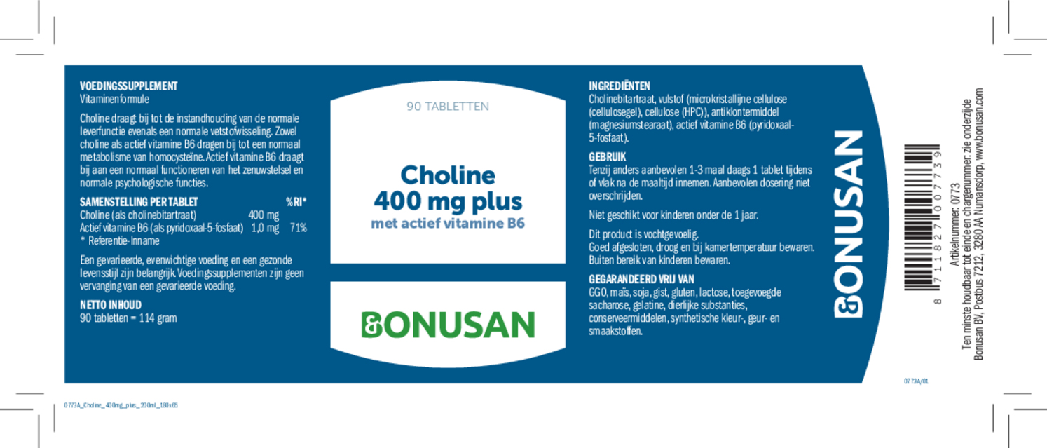 Choline 400mg Plus Tabletten afbeelding van document #1, etiket