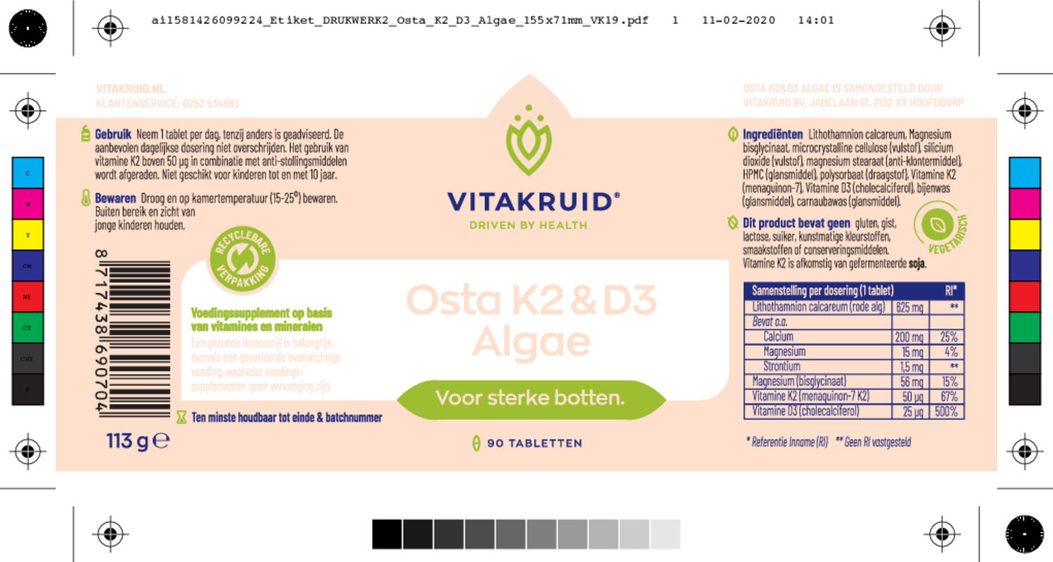 Osta K2 & D3 Algae Tabletten afbeelding van document #1, etiket