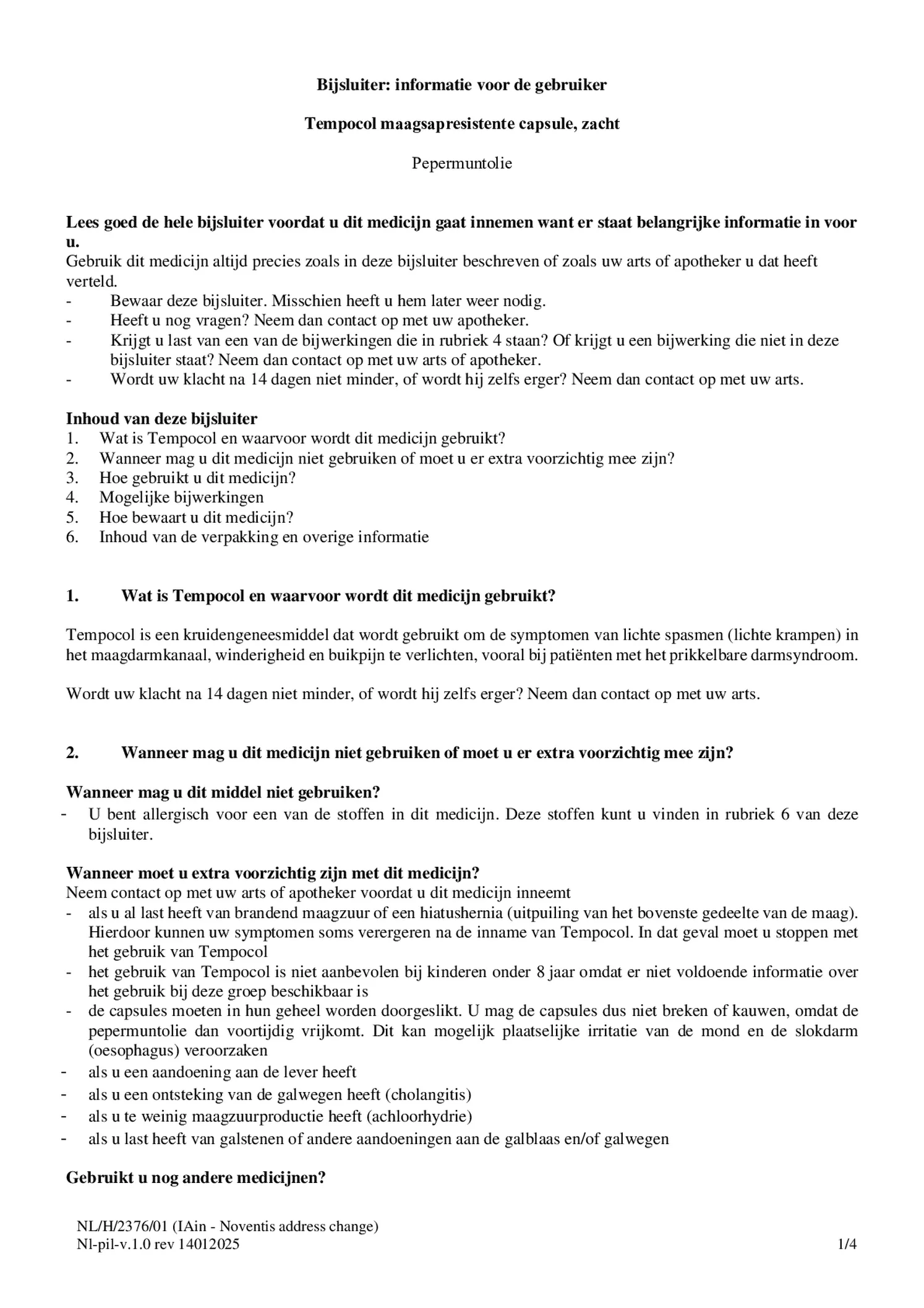 Pepermuntolie Capsules afbeelding van document #1, bijsluiter