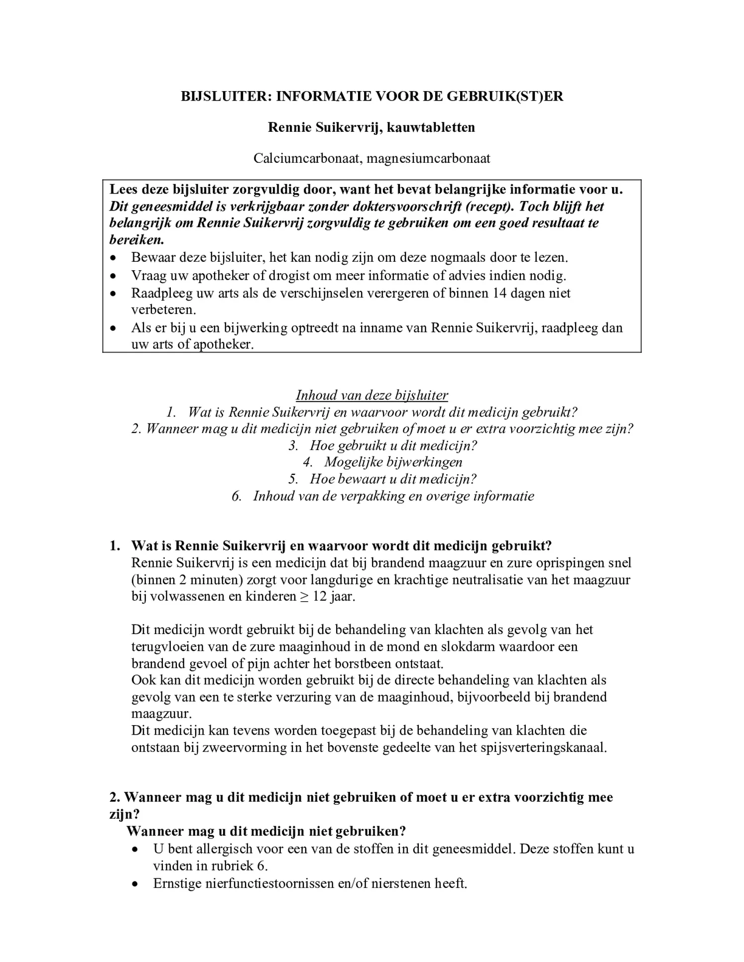 Suikervrij kauwtabletten bij brandend maagzuur, afbeelding van document #1, bijsluiter