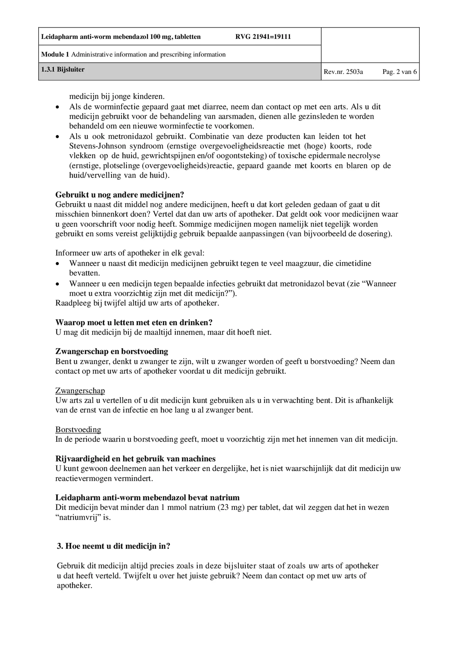 Anti-Worm Tabletten afbeelding van document #2, bijsluiter