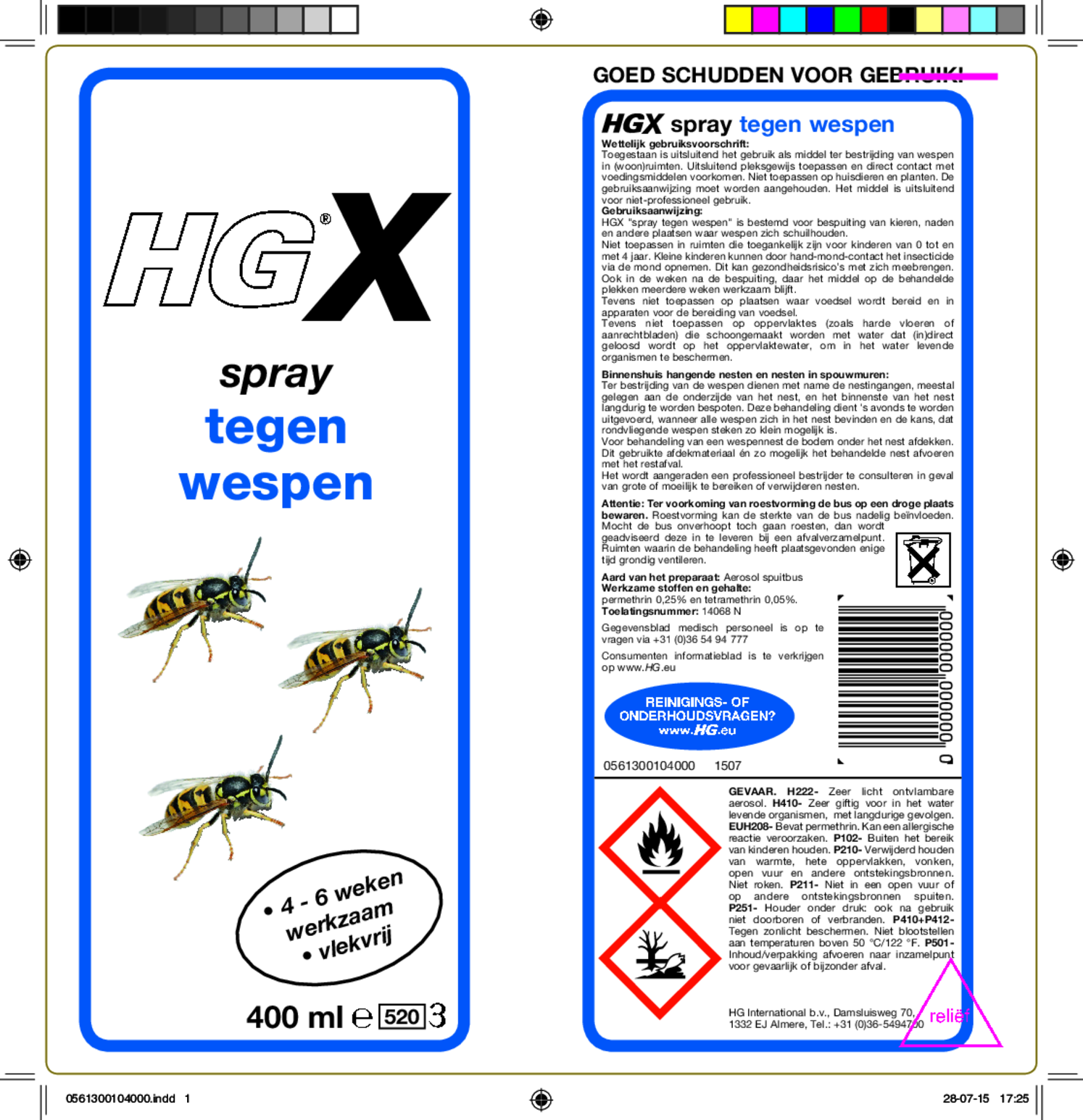 X Spray Tegen Wespen afbeelding van document #1, etiket