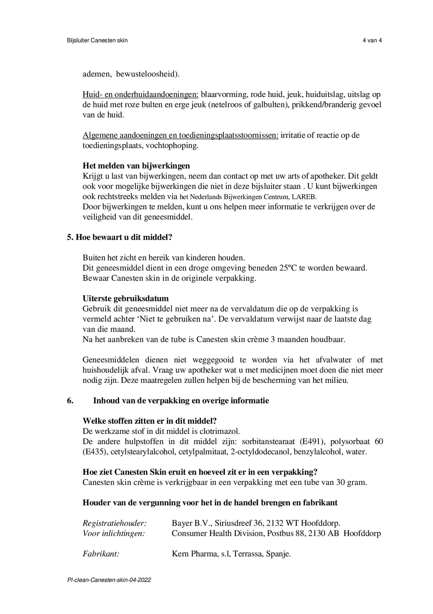 Skin Crème bij Huidschimmel afbeelding van document #4, bijsluiter