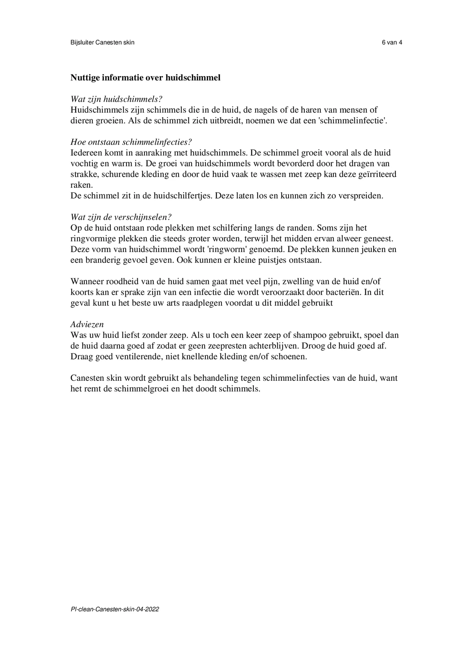 Skin Crème bij Huidschimmel afbeelding van document #6, bijsluiter